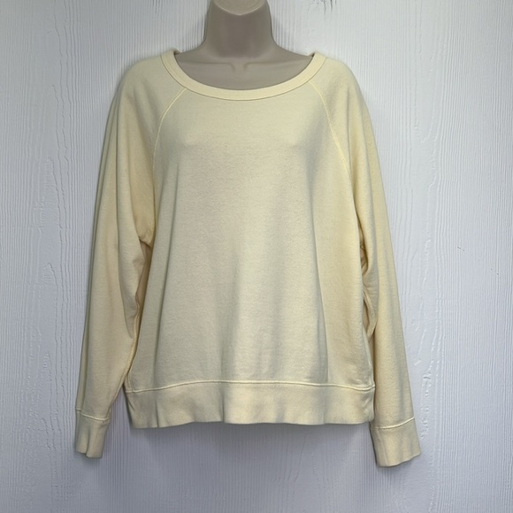 EVERLANE - Light Yellow Lightweight Long Sleeve Crewneck Sweatshirt Size Large - Picture 2 of 8